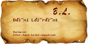 Béni Lóránt névjegykártya