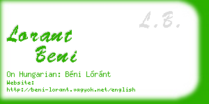 lorant beni business card