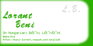 lorant beni business card